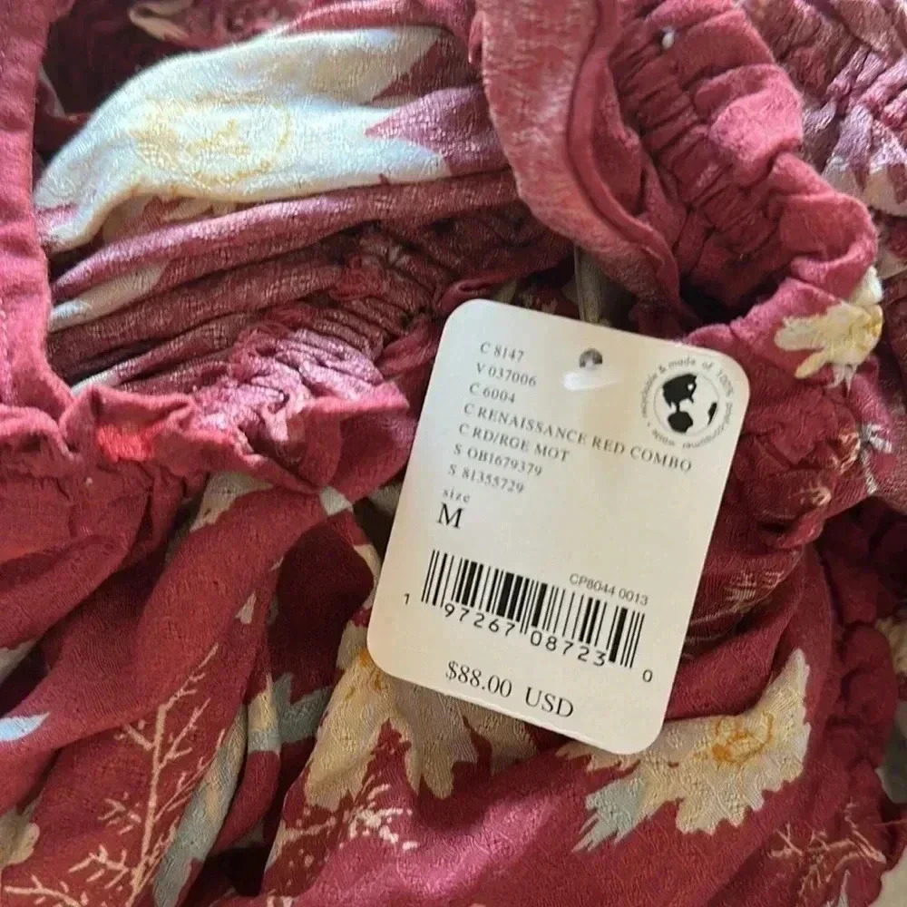 NWT Free People Intimately Bali Wild Daisy Slip Mini Dress Renaissance Red Combo - Picture 8 of 8